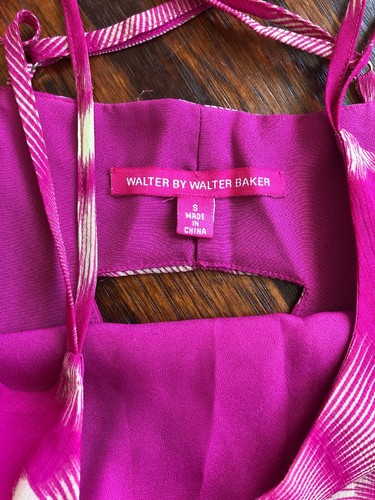 WALTER BAKER cross strap pink retro print Dress size Small - Picture 2 of 5