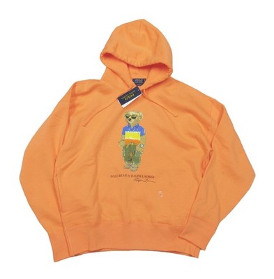Polo Ralph Lauren Men's Orange Polo Bear Graphic Fleece Pullover Hoodie