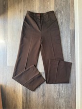 Women s Vintage Chocolate Brown 70s Flare Pants Polyester Waist Size 26