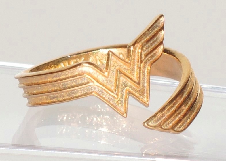 Alex and Ani Wonder Woman 925 Sterling Silver Gold Plated Ring Adjustable Sz 7-9