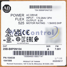 New Allen-Bradley 25B-B8P0N104 PowerFlex 525 1.5kW 2Hp AC Drive