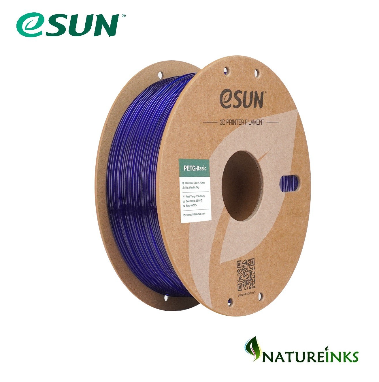 eSun 3D Printer PETG Basic TRANSLUCENT BLUE Filament 1.75mm 1KG 2.2LB
