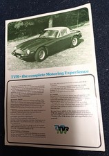 TVR  3000M Sports Cars ORIGINAL Sales Specification Leaflet c1972 VGC