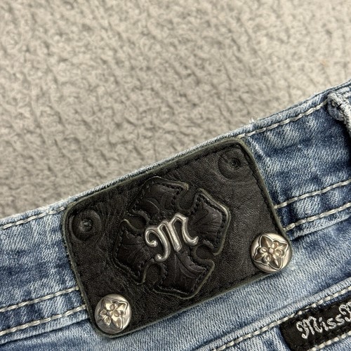 Miss Me Jeans Womens 28x34 Blue Denim JP5998b Bootcut Cross Guitar Pockets - Picture 10 of 15