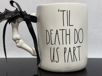 Rae Dunn große Tasse Skelett Til Death Do Us Part neu mit Etikett 