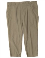 Marks & Spencer Womens Cropped Trousers UK 20 2XL W40 L25 Khaki Cotton MS12