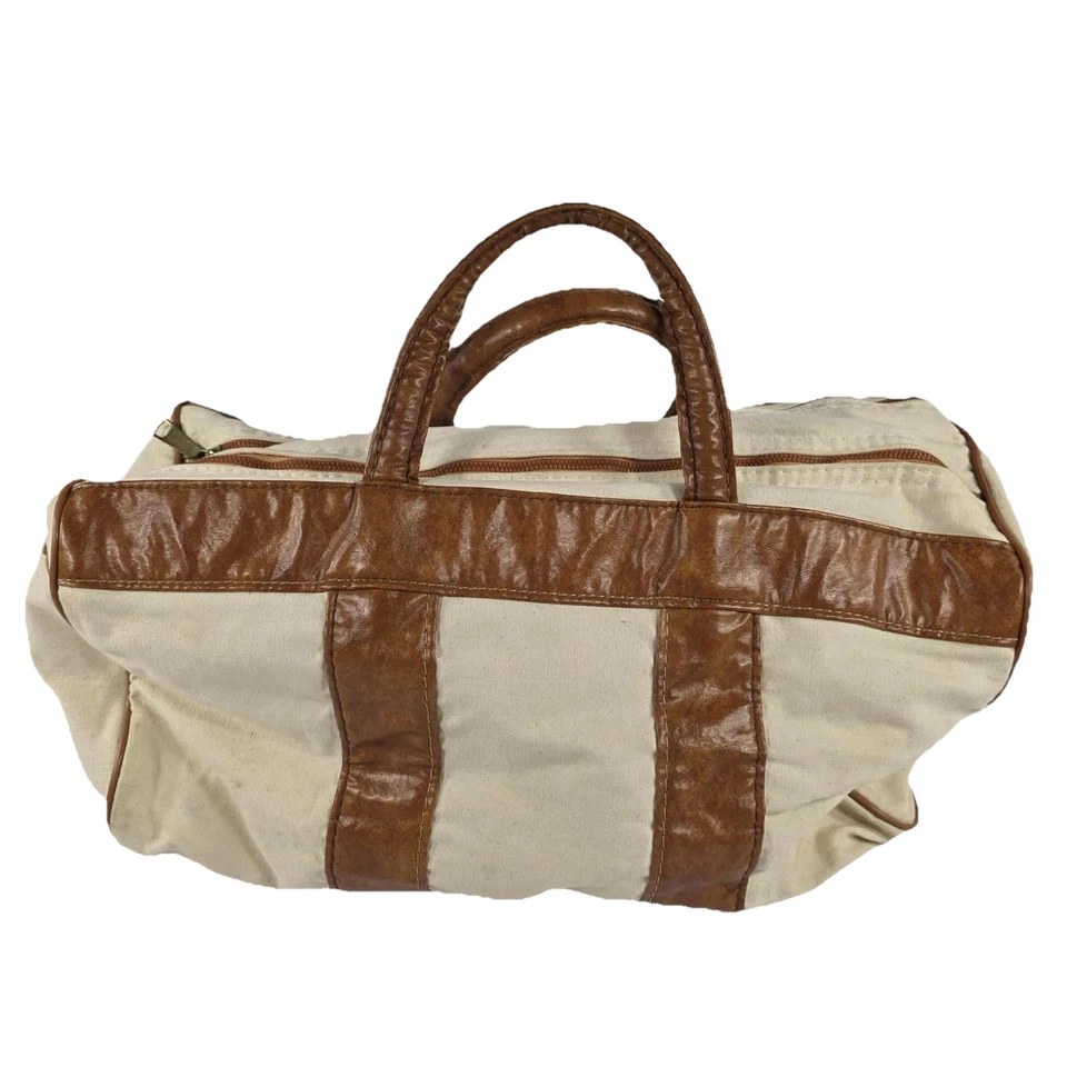 Винтажная спортивная сумка-тоут Wilson холщовая кожаная коньячная 1970-е ретро теннисная редкая - Изображение 2 из 4