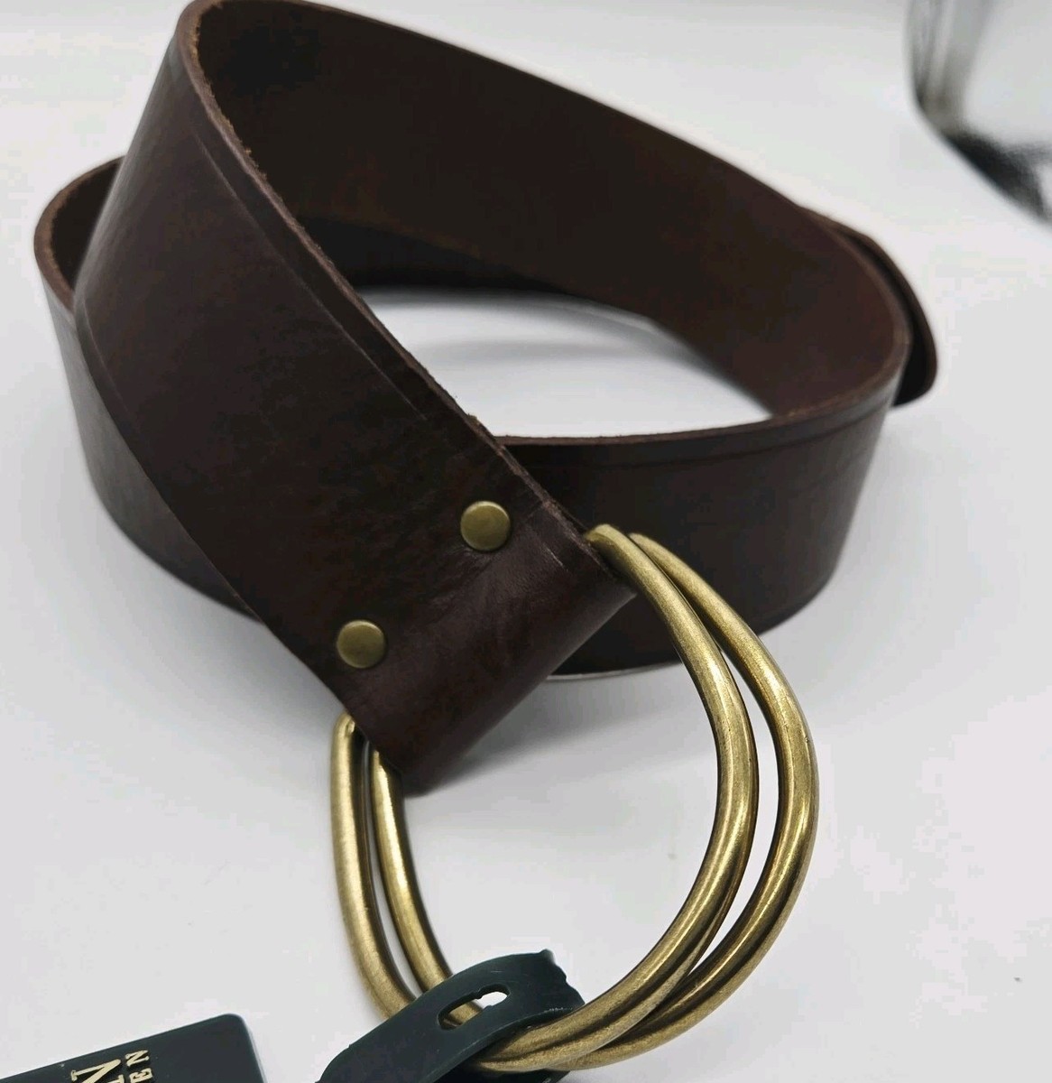 Designer x Lauren Ralph Lauren Dual Strap  Leather Stud Belt Chocolate Small Double RL brown leather studded belt Size... | Depop main image 4