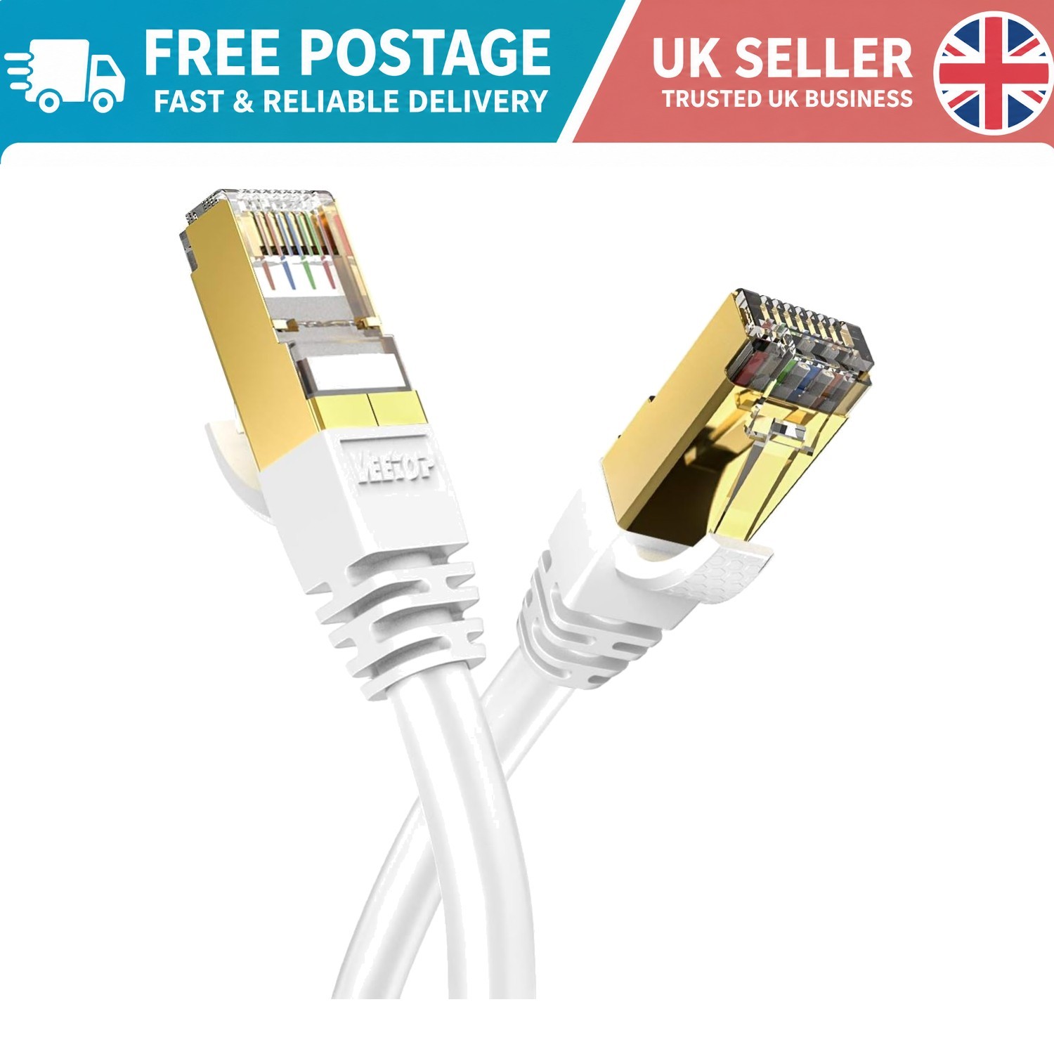 UltraSpeed Cat8 Ethernet Cable 40Gbps, 2000MHz, 3ft for Smart Home & Office