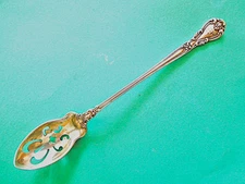 Gorham Sterling Silver Chantilly Pierced Olive Spoon Gilt Bowl Old Marks W MONO