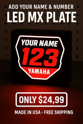 #ad Custom MX LED Sign – Add Your Name amp; Number – Yamaha KTM Honda Motocross Plate $25.00
