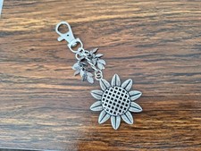 New Silver Tone Metal Sunflower Purse Bag Charm Clip On Handbag Accessory