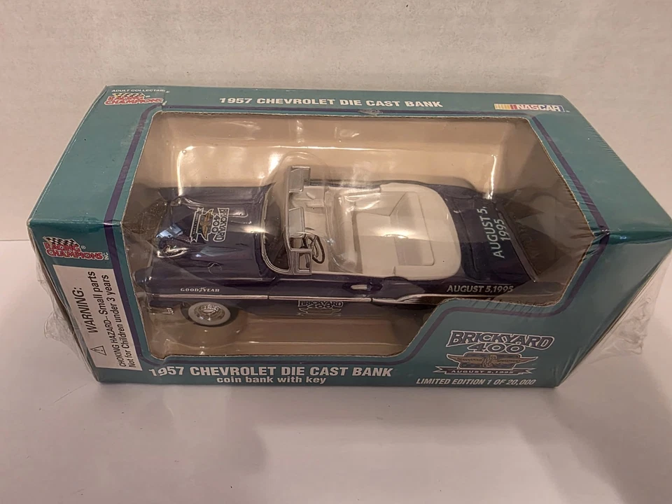 Chevrolet Convertible Racing Champs Brickyard 400 1957 banco diecast 1:24 nuevo Foto 2 de 4