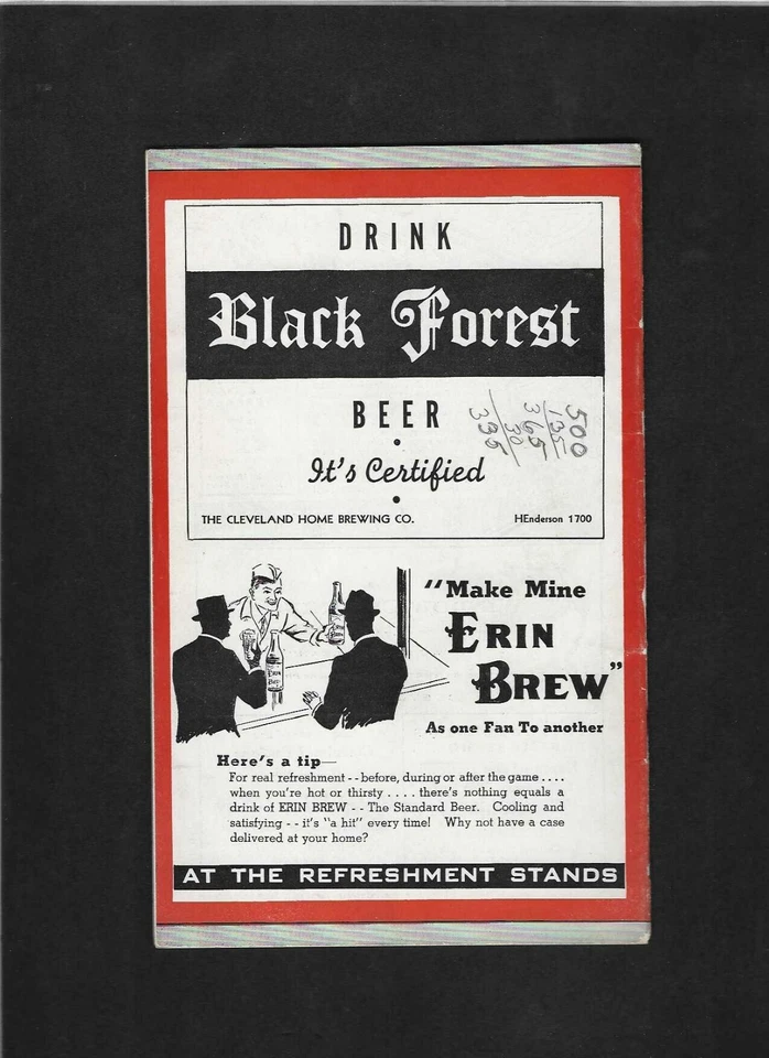 1939 Cleveland Indians vs. St. Louis Browns Scored Program-BOB FELLER-5/30/1939 - Image 3 of 4