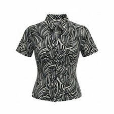 Women’s Simon Jersey Work Collared Blouse, Button Down, Short Sleeve, Size 10