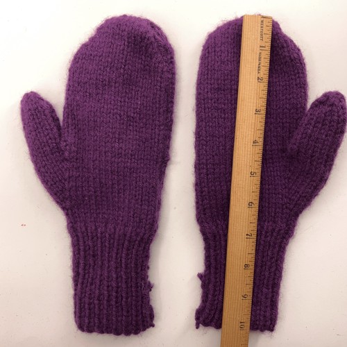 Home Knit Royal Dark Purple Winter Mittens - Picture 3 of 4