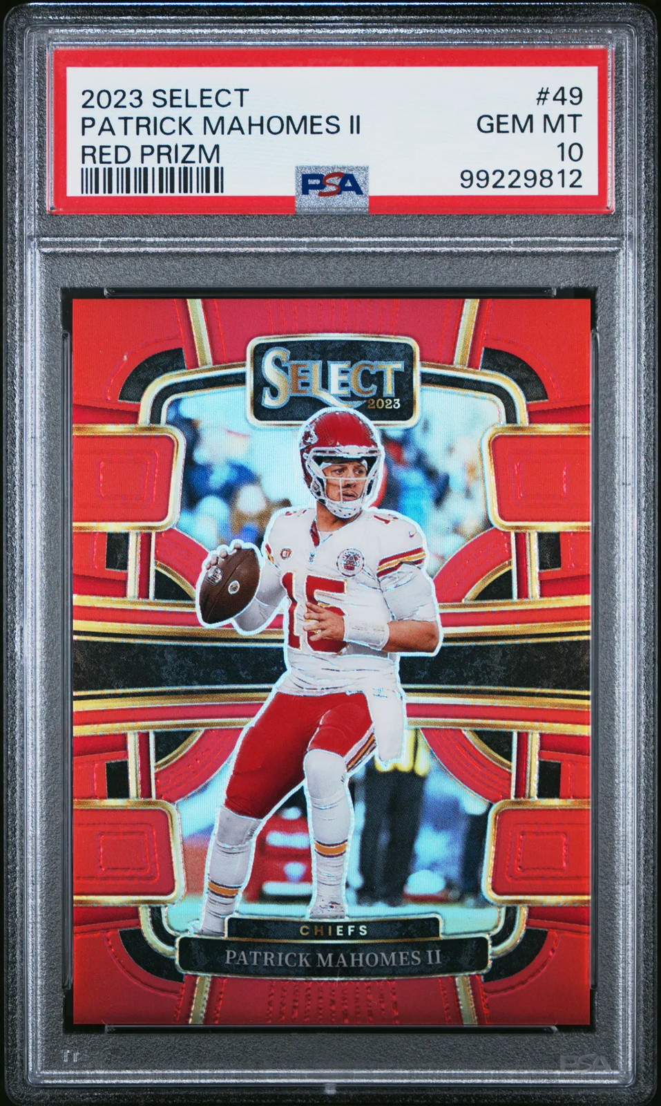 2023 Panini Select Patrick Mahomes II #49 Red Prizm 44/99 PSA 10
