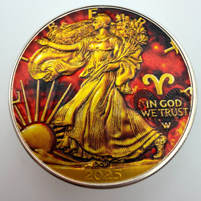 #ad #ad Colorized Aries Zodiac American Silver Eagle 1oz .999 Silver Dollar Coin $149.00