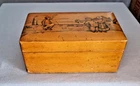 Victorian  MAUCHLINE WARE  wood trinket box depicting nostalgic humorous scene