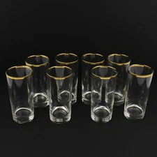 Lot of 8 Gold Rimmed Highball Glasses 6.25 Inch