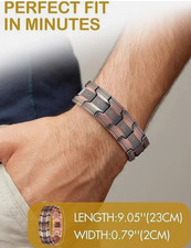 Copper Magnetic Bracelet for Men 3X Strength Magnets Adjustable with Sizing Tool