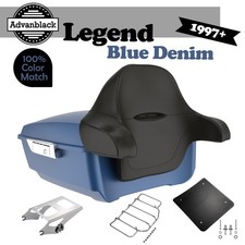 Legend Blue Denim King Rear Trunk Pack Luggage For 97+ Harley FLHR FLHXS FLTRX