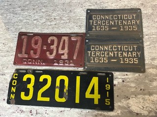 Lote de matrículas vintage Connecticut 1915 1931 1935