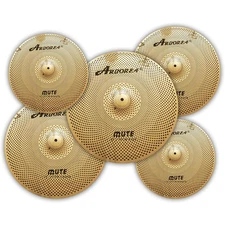 Arborea Mute Low Volume Cymbal Pack Bright Golden Cymbal set 14'hi-hat+16"cra...