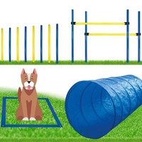 Dog Agility Set Groß Mit Startfeld, Slalomstangen, HüRden, Tunnel Und Tasche