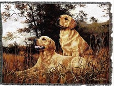 Golden Retriever Robert May - Blanket Throw Woven from Cotton Made in USA 72 54"
