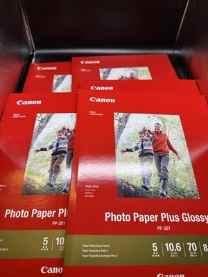 Lot of 5 NEW Canon 8.5x11 Photo Paper Plus Glossy II PP-301 100 Sheets total