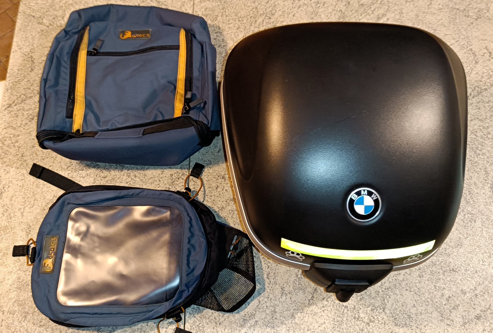 LOTTO TOP CASE BAULETTO PORTACASCO BMW CON 2 BORSE LATERALI F 650 CS