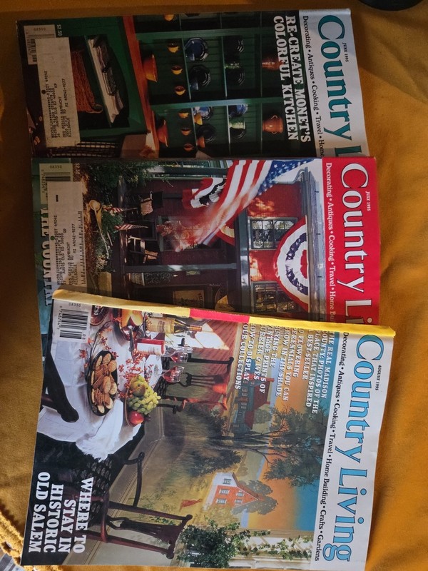 Lot Of 3 Country Living Magazines June, July,  August 1995
