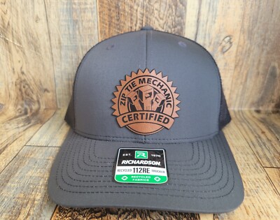 Certified Zip Tie Mechanic Trucker Snap NEW Leather Patch Cap RICHARDSON 112