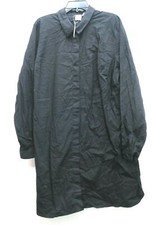 Asos Tall Womens Solid Black Long Sleeve Hidden Placket Cotton Shirt Dress 14