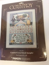 Counted Cross Stitch Kit Sampler 14x18 Country Collection Joy To All Vtg 1984