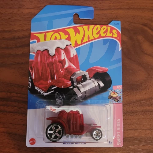 2023 Hot Wheels Sweet Rides 15 DESSERT DRIFTER Jello Red wChrome 5 Spokes #335