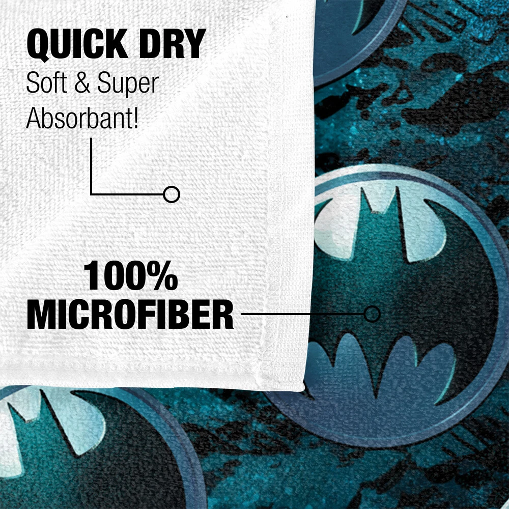 Batman Beach Towel 30x60, Batman Bat Symbol Logo Pattern Microfiber Official