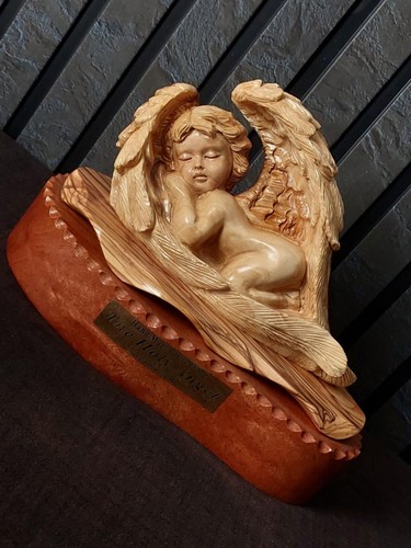 olive wood statue The Holy Angel hand carved from Bethlehem 7*9.8inch - Picture 2 of 9