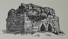 GIBBINGS IRISH SWEAT LODGE SAUNA Vintage Print of a Woodcut Engraving C1945