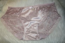 Baby Pink Stretchy Satin Front Lace Rear Sissy Bikinis panties Size XL