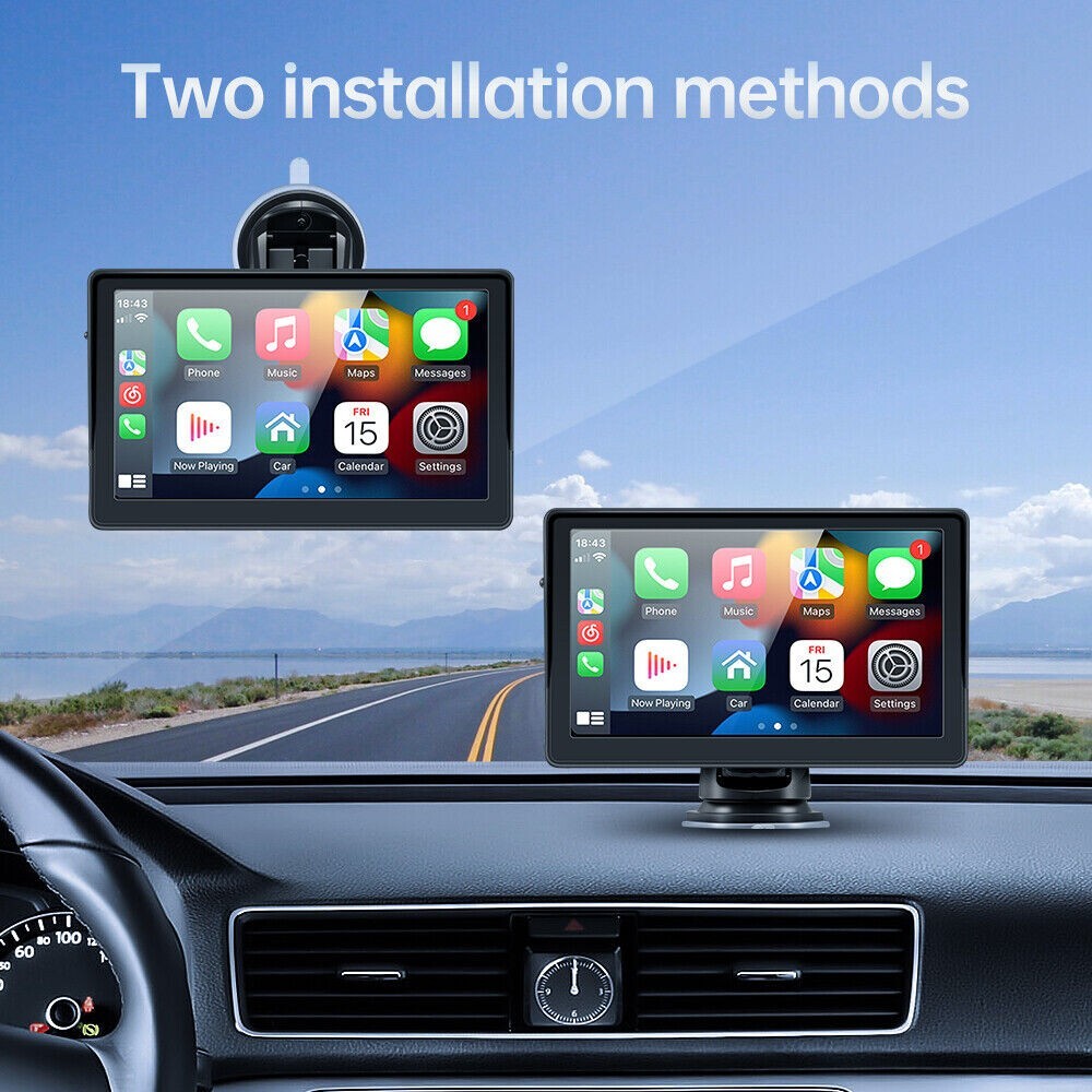 7" Universal Touch Portable Screen Car Stereo Radio Apple/Android CarPlay Auto