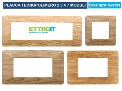 Placche Placca compatibili Vimar Plana 2 3 4 7 Posti Moduli Colore Legno Scuro