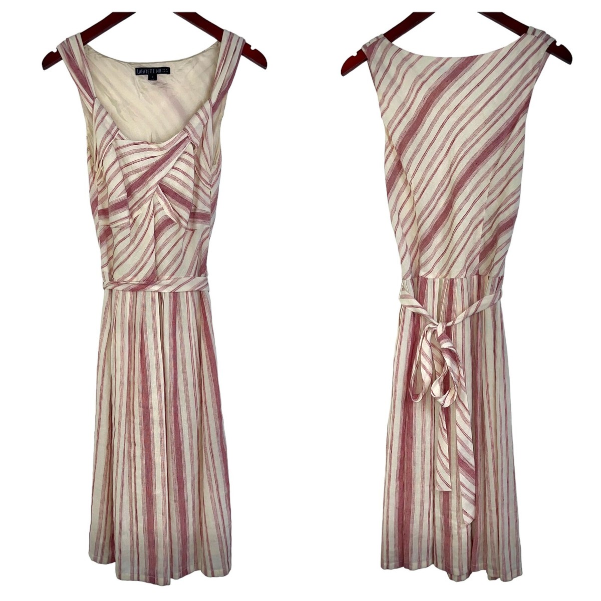 fitted lace wedding dress Sleeveless Striped Cody Dress in Brick & Cream Stripe main image 1