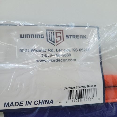 Winning Streak Banner Flag Clemson Champs 2018 22" X 13.5" - Picture 5 of 6