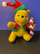 Applause Disney Winnie The Pooh Christmas Plush Candy Cane Santa Hat 5 Inches