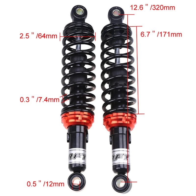 320mm/12.6" Motorcycle Rear Shock Absorber Suspension For Honda Harley BMW - Image 3 of 4