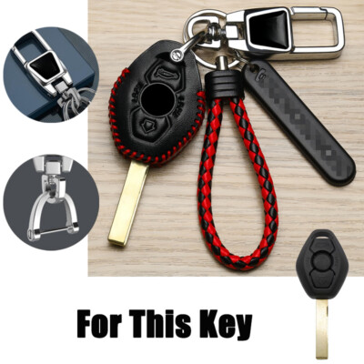 Leather Car Key Fob Case Cover For BMW HU92 315MHz 3 5 7 E38 E39 ID44 E46 EWS