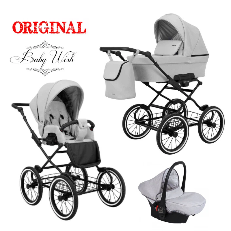 KUNERT ROMANTIC RETRO PRAM 2in1 3in1 CARRYCOT + PUSHCHAIR + CAR SEAT + ISOFIX