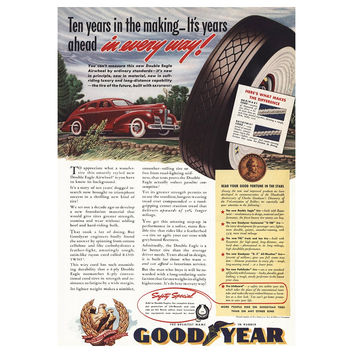 1939 Goodyear Tires: Ten Years In the Making Vintage Print Ad | eBay